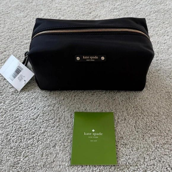 kate spade black nylon cosmetic case with gold zipper - Picture 5 of 5
